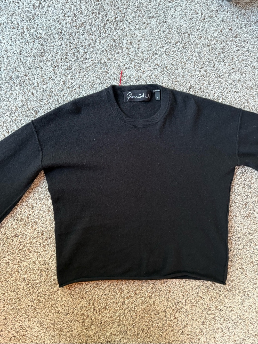 Parrish LA 100% Cashmere Black Crewneck Sweater Size Small
-